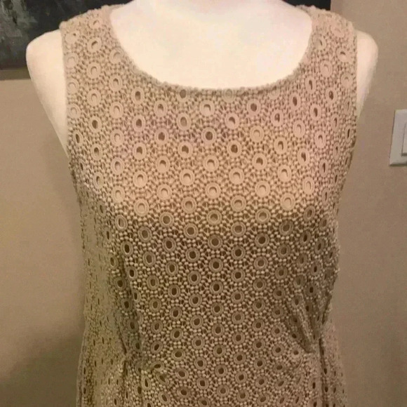 Garnet Hill Beige Eyelet Sheath Dress-Size 10 - Picture 2 of 11